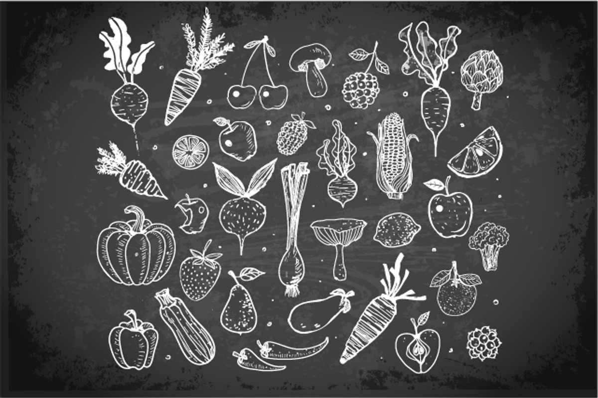 Fruits and vegetables doodles, a Food Illustration by Elina_Li (Photo 10 of 20)