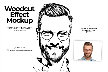 Woodcut Effect Mockup, a Pens & Pencil Mockup by Marcelo Inez