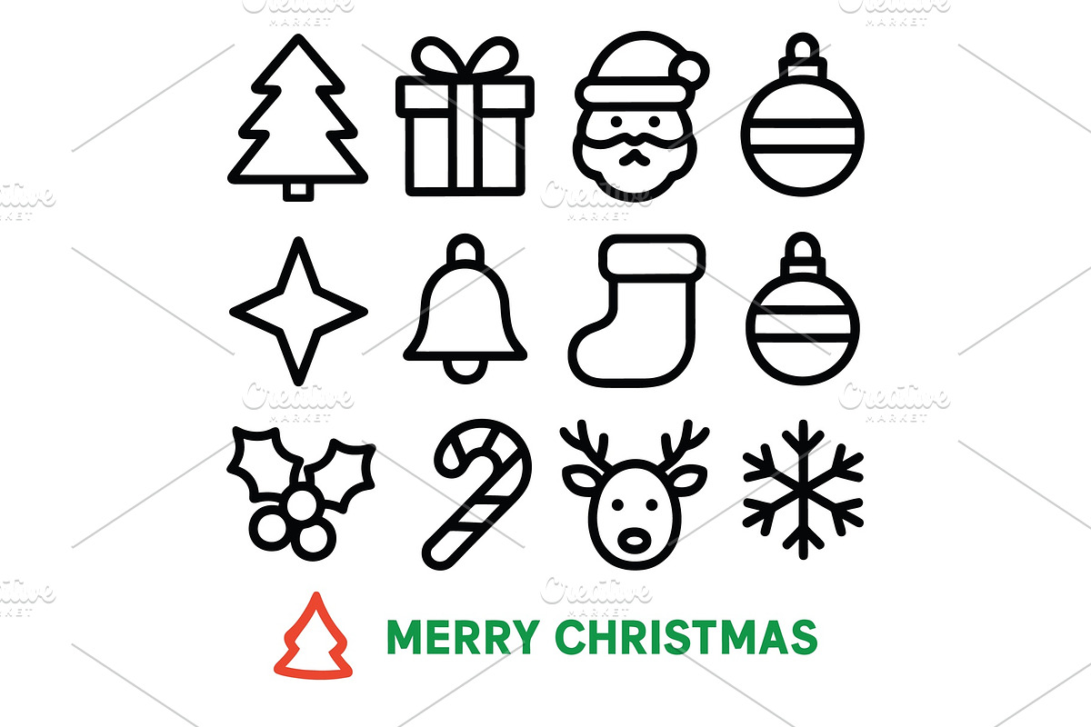 Christmas Festive Holiday Icons, an Outline Icon by Vectorium Studio (Photo 2 of 2)
