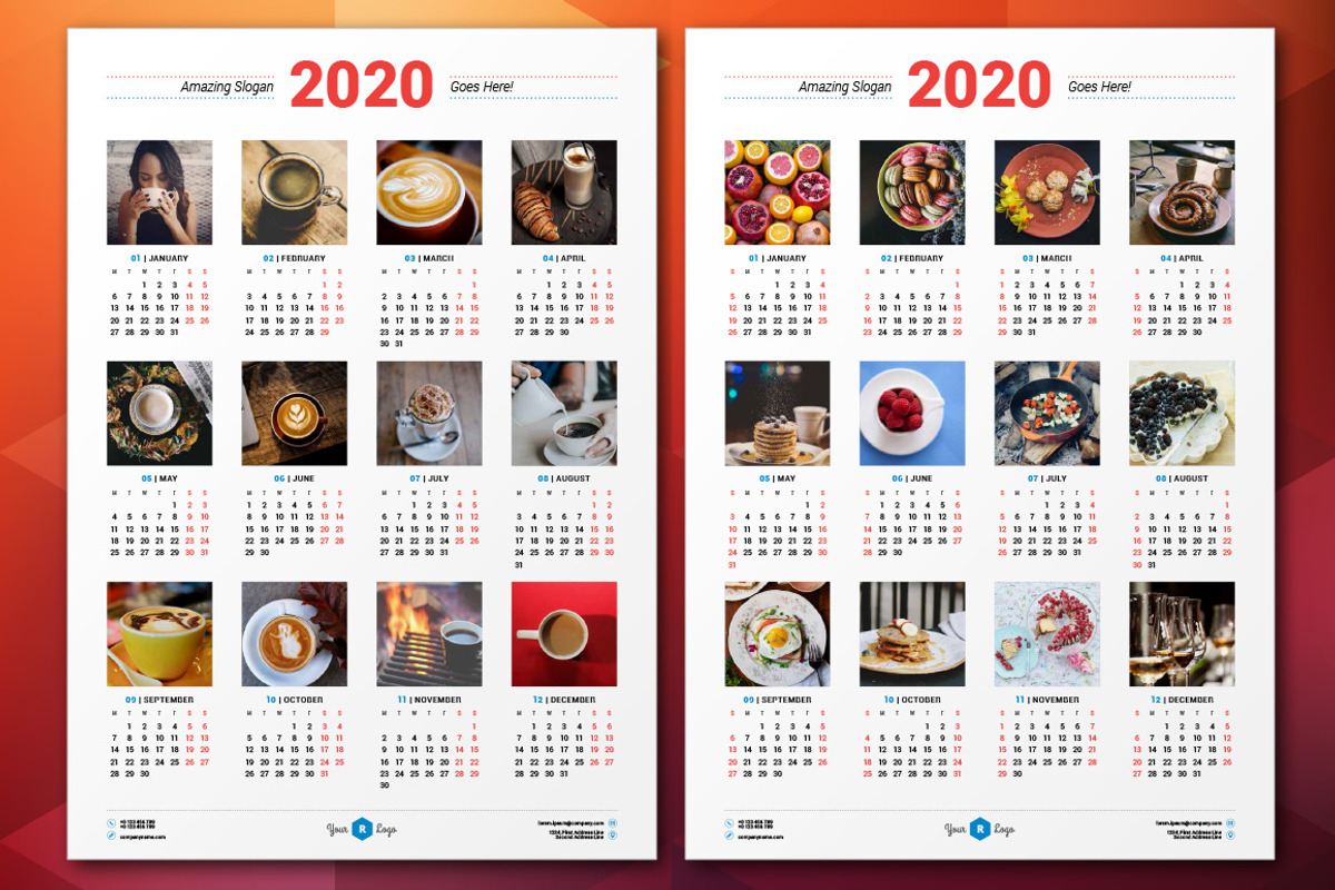 Calendar Poster 2020, a Stationery Template by AntartStock (Photo 2 of 4)