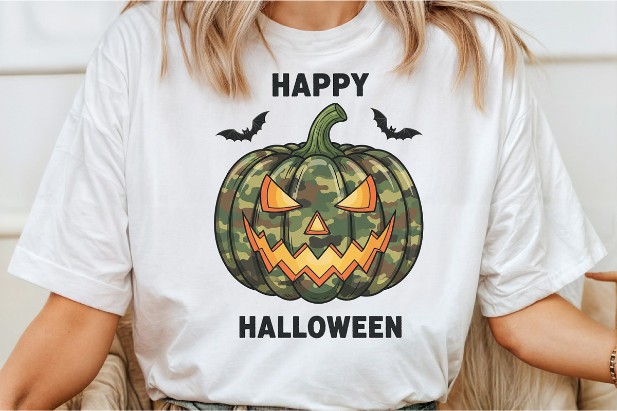 Camo Pumpkin Halloween Sublimation, an Illustration by DreamCafeArt (Photo 2 of 6)