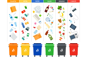 Set of sorting bins for garbage of