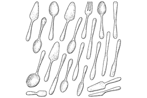 Spoons and Serving Utensils Set, an Object Graphic by nikagraphic