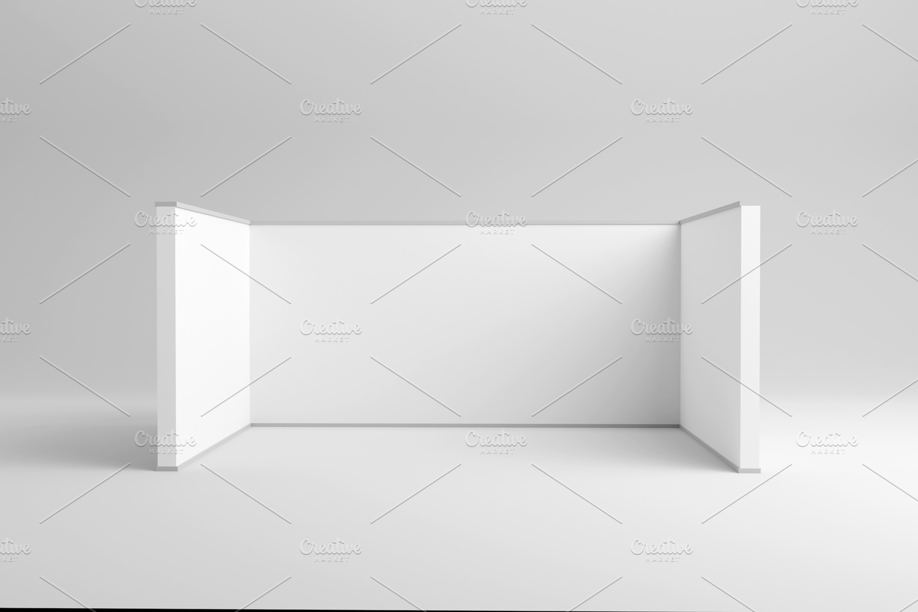 Empty exhibition stand hall with white walls. Trading room, presentation confer, a Business Photo by RF Images