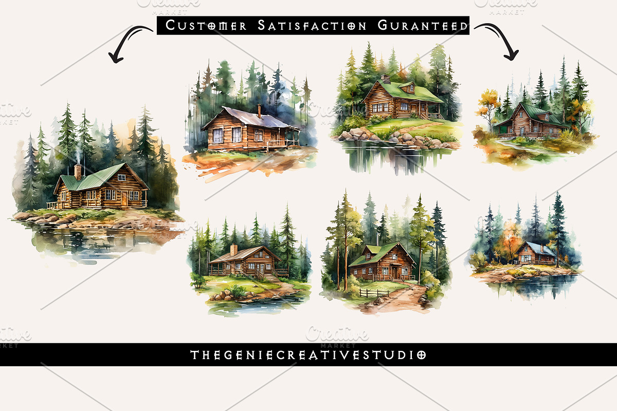 Cabin in the Woods PNG Clipart, an Object Illustration by Geniecreativestudio (Photo 4 of 9)