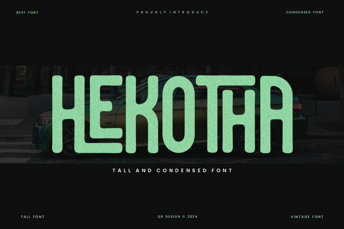 Hekotha - Tall & Condensed Font, a Sans Serif Font by QR Design Studio (Photo 1 of 6)