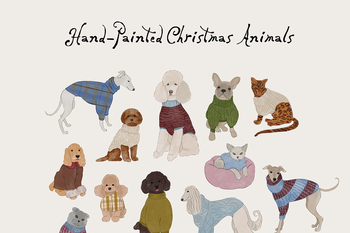 Watercolor Christmas Animals Whimsy, a Seasonal Illustration by Lana Elanor (Photo 4 of 16)