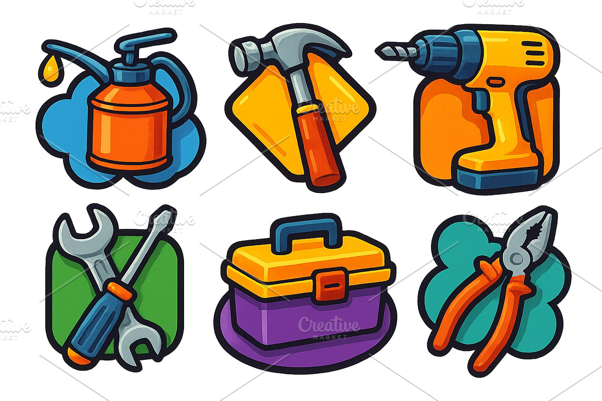 Tools and equipment icons for home, an Illustration by ZinetroN