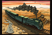 Steam Locomotive and Rabbit, a Transportation Illustration by LEKS illustrations (Thumbnail 1 of 2)