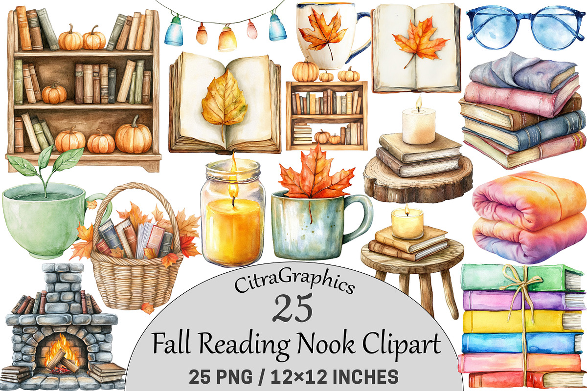 Fall Reading Nook Clipart, an Illustration by CitraGraphics (Photo 1 of 5)