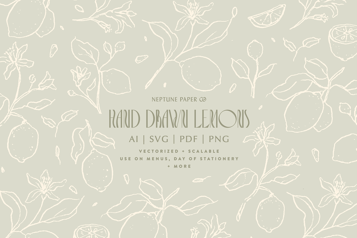Hand Drawn Lemons, a Decorative Illustration by Neptune Paper Co. (Photo 1 of 2)