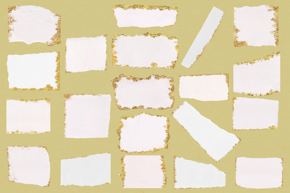 40 Gold plated torn paper elements, an Object Graphic by Liquid ...