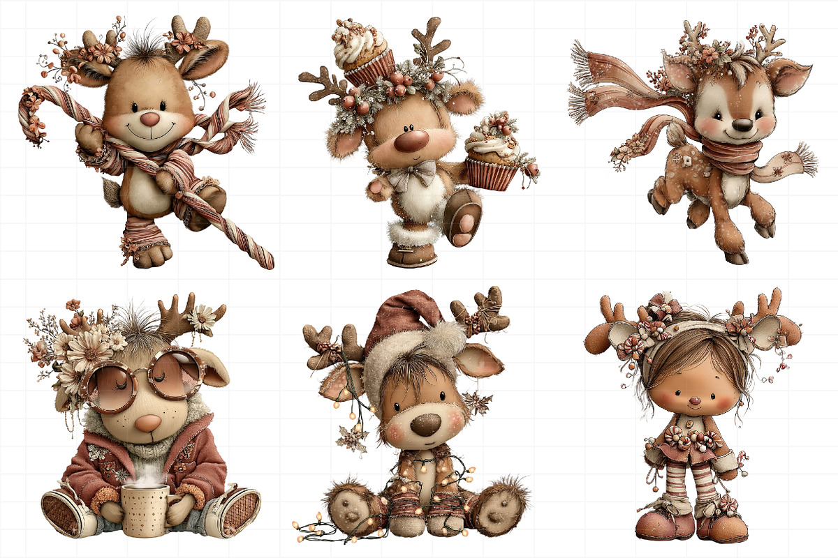 Quirky Christmas Reindeer Clipart, an Illustration by Daily.Designs (Photo 3 of 5)