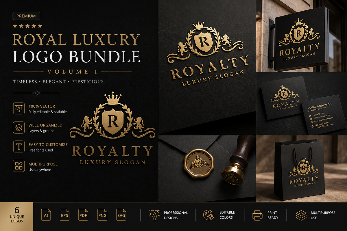 Royal Luxury Heraldic Logo Bundle, a Branding & Logo Template by Design_Planet (Photo 3 of 4)