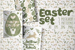 EASTER set. Patterns and postcards