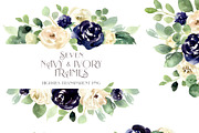 Navy and Ivory with Greenery Flowers, an Illustration by Kim Thoa Designs (Thumbnail 3 of 10)