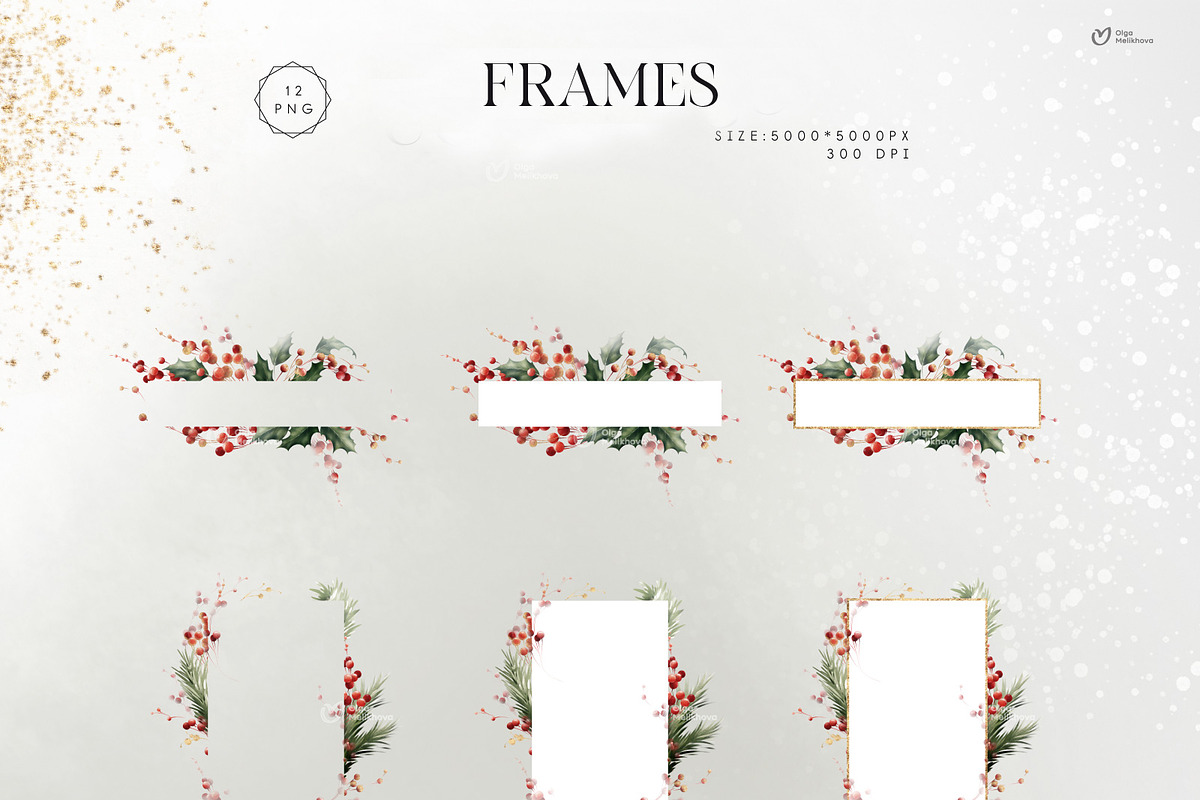 Christmas Graphics, floral cliparts, a Texture Illustration by ollalya (Photo 8 of 15)