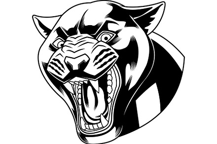Black Panther Mascot Head Roaring, an Illustration by HitToon