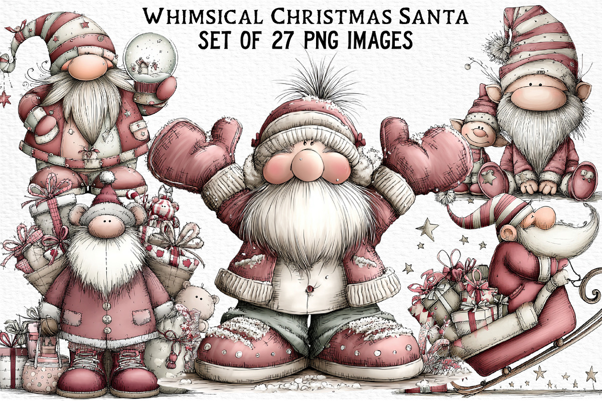 Whimsical Christmas Santa Clipart, an Illustration by Craft Nest (Photo 1 of 6)