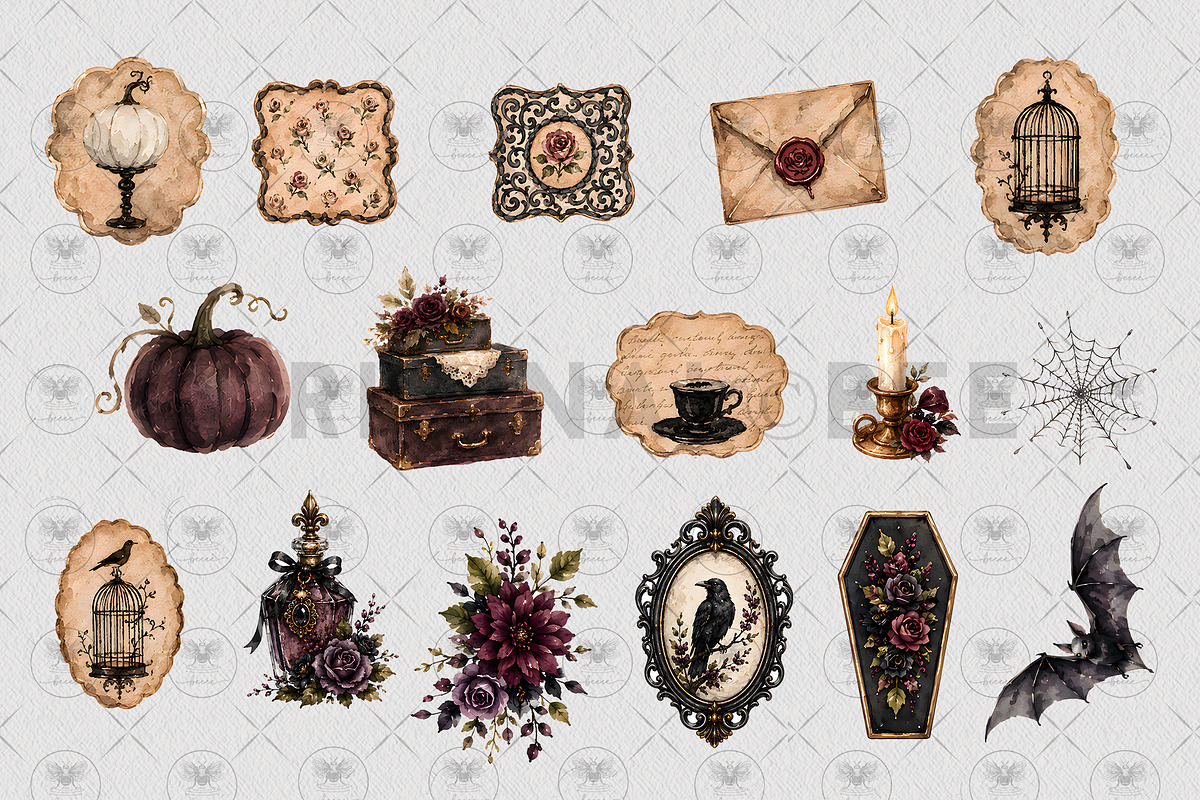 Gothic Halloween Clipart, a Decorative Illustration by BigCakeBee (Photo 3 of 4)