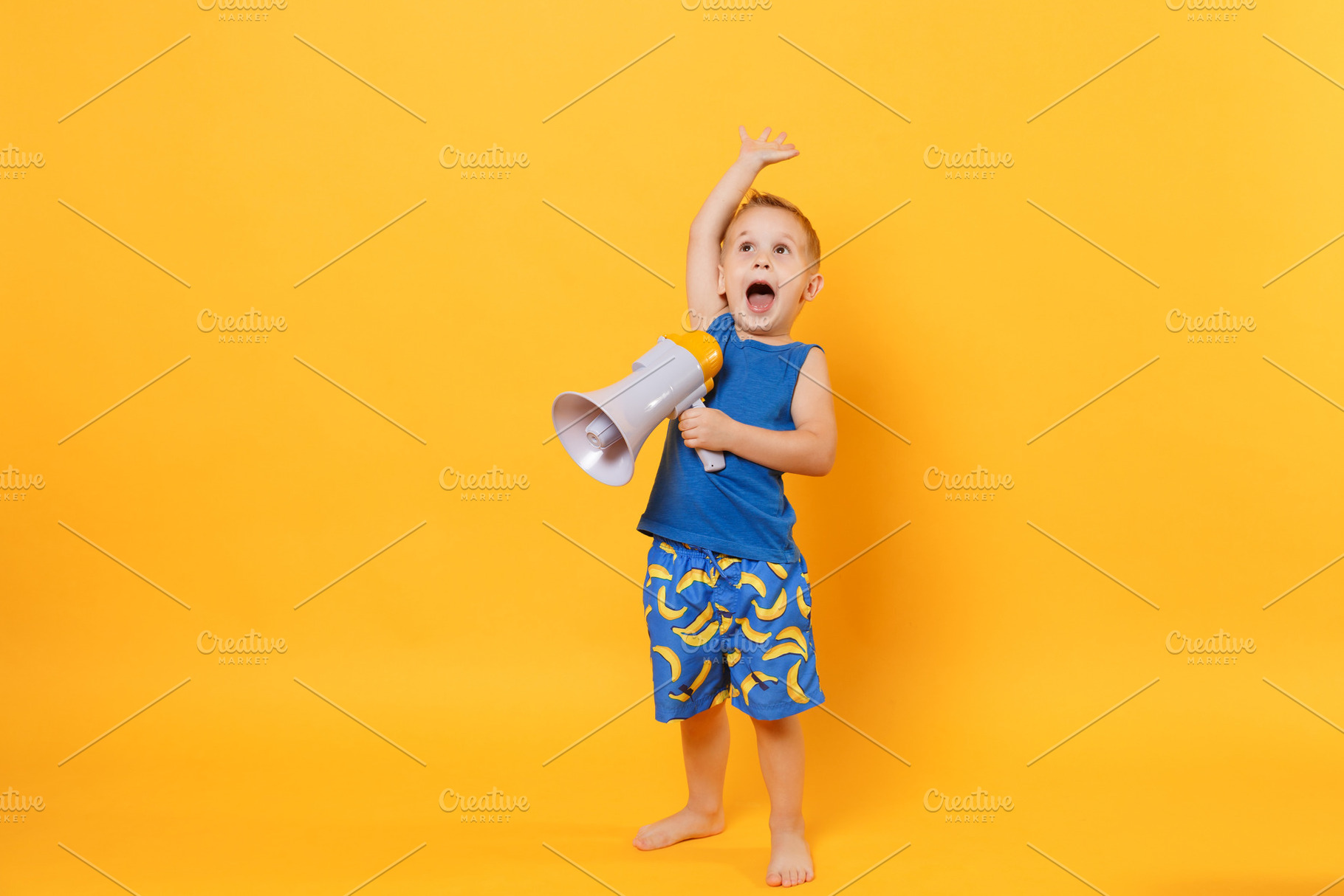 Kid boy 34 years old in blue beach stock photo containing emotions and little, a Person Photo by ViDi Studio