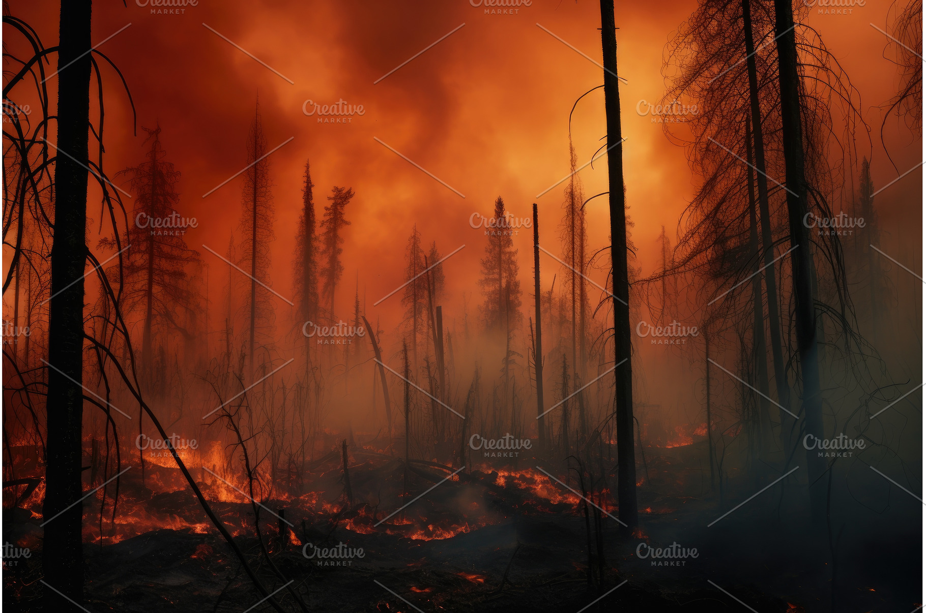 burning forest with thick smoke, a Nature Photo by Sergey Kotenev