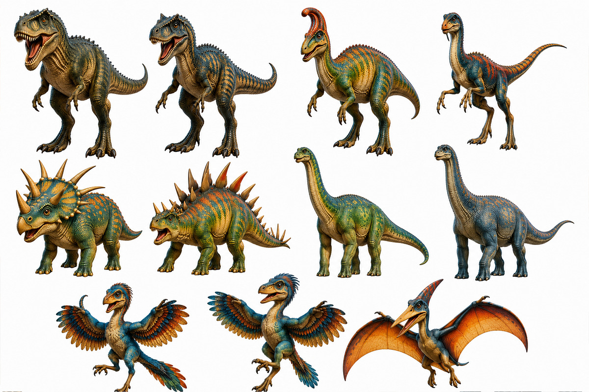 29 Colorful Dinosaur Clipart Bundle, an Animal Illustration by Hamza067 (Photo 3 of 3)