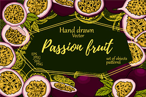 Hand drawn passion fruits