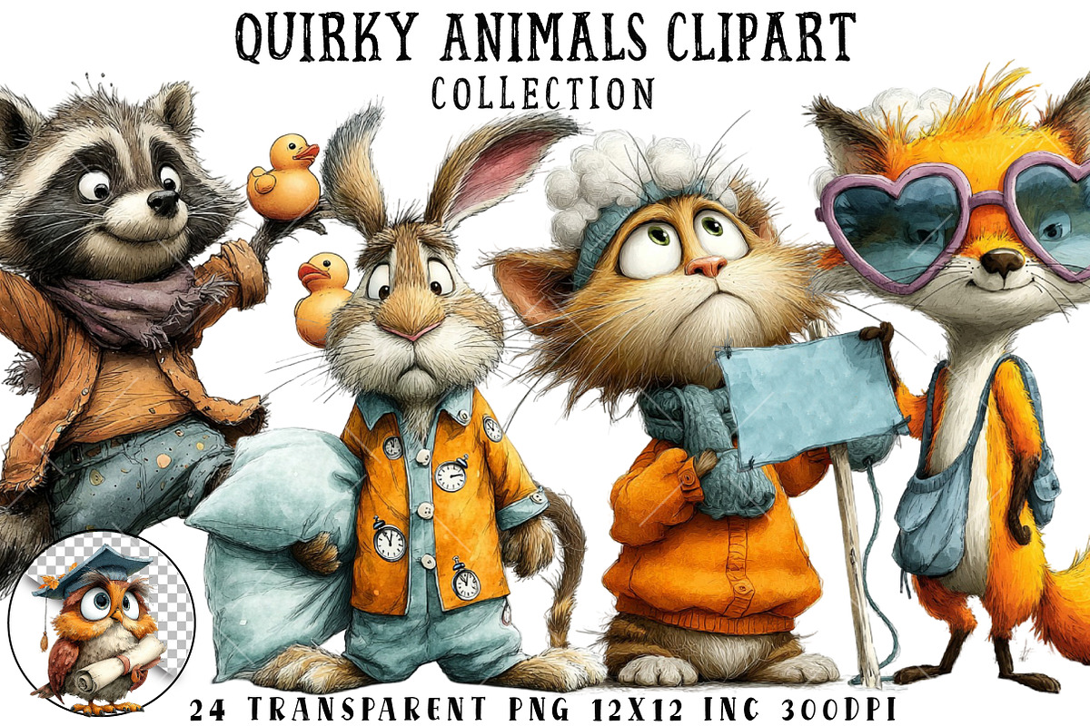 Quirky Animals Clipart, an Illustration by OK Design (Photo 1 of 6)