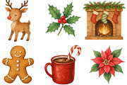 Vintage Christmas Watercolor Clipart, an Illustration by Designking (Thumbnail 3 of 5)
