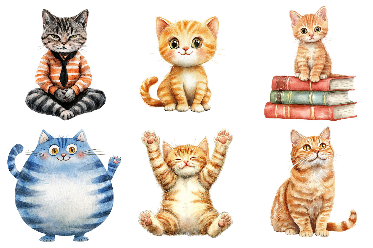 Whimsical Quirky Cat Clipart, a Seasonal Illustration by CitraGraphics (Photo 4 of 4)