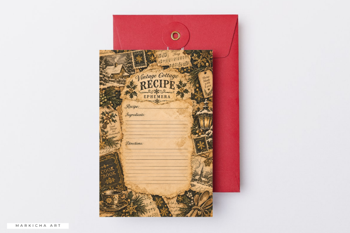 Cottage Christmas Recipe Pages PNGs, a Seasonal Illustration by Markicha Art (Photo 5 of 5)
