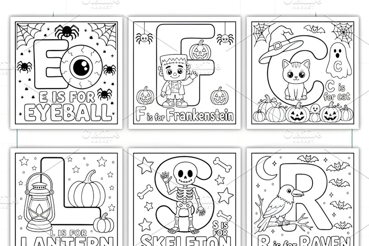Halloween ABC Alphabet Coloring, an Education Illustration by Coco Bloom (Photo 3 of 3)