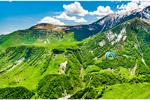Paragliding over the Caucasus, a Nature Photo by Leonid Andronov