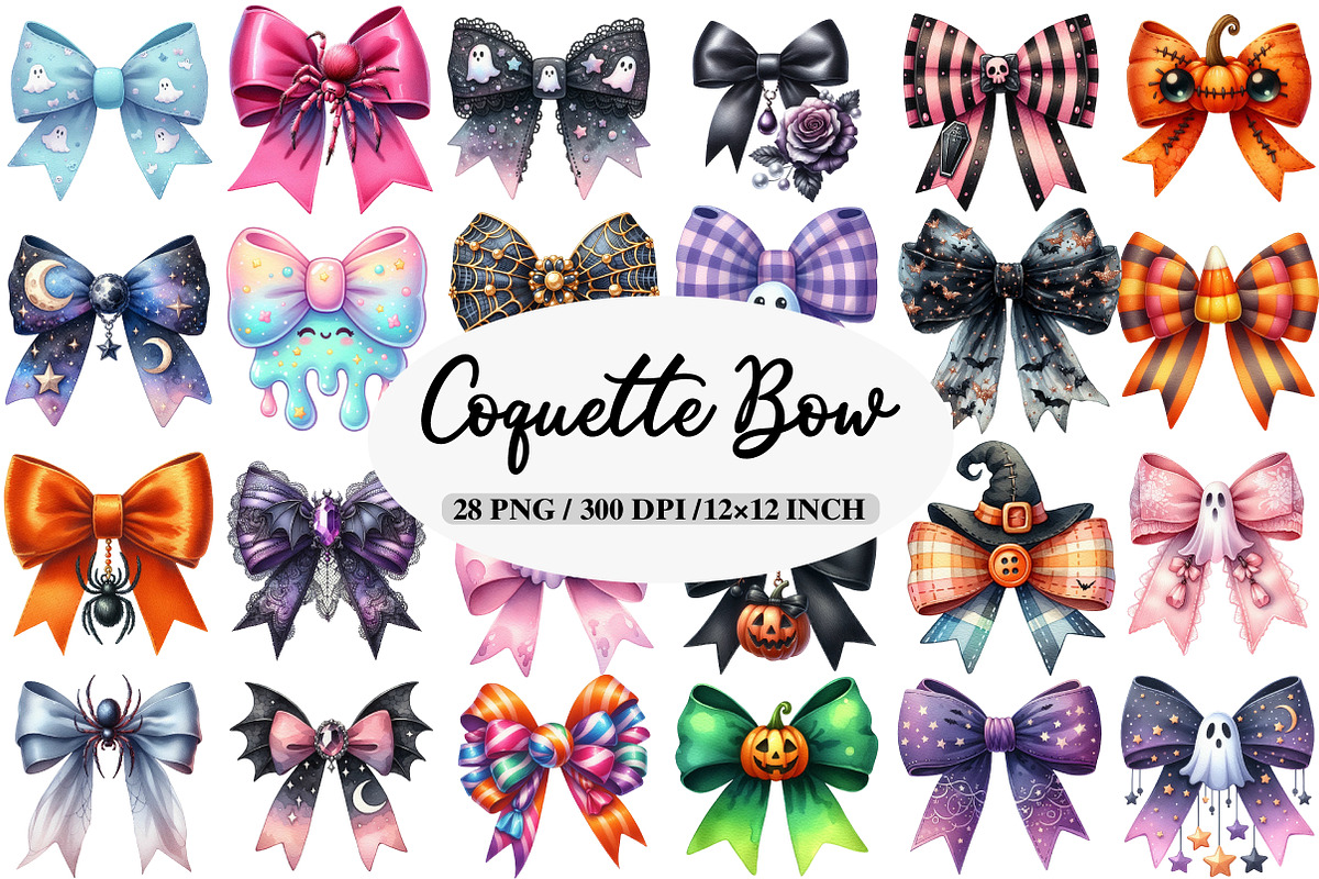 Halloween Coquette Bow Clipart, an Illustration by Daily.Designs (Photo 1 of 5)