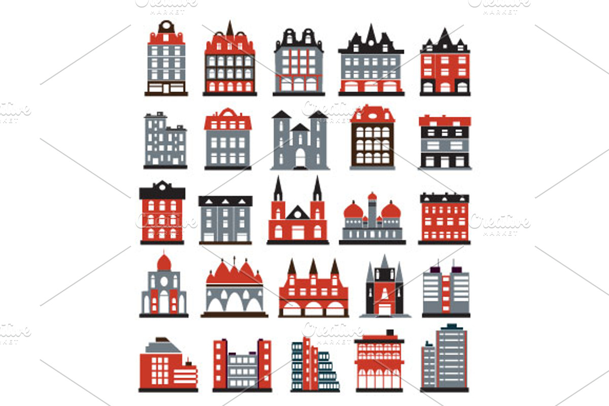 Set of urban buildings preview 5