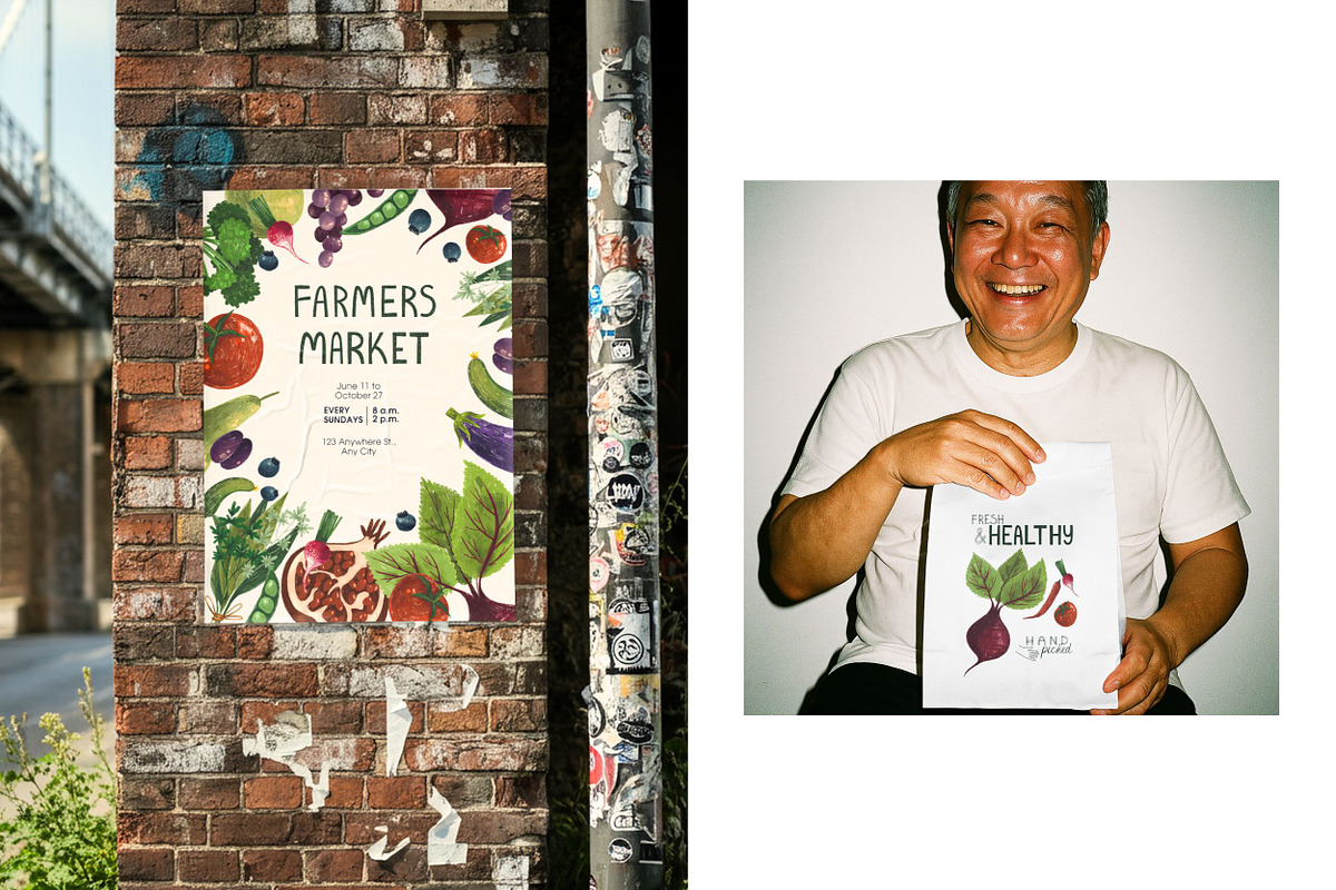 Organic Food Clipart & Branding, a Food Illustration by Illustrations Lazarteva (Photo 9 of 10)