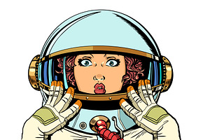 A woman in an astronaut costume is, an Illustration by rogistok