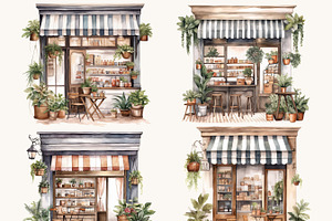 Watercolor Coffee Shop Clipart