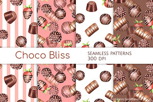 Watercolor Chocolate Patterns set, a Pattern Graphic by Gribanessa