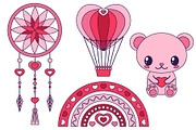 Valentine's Day Retro clip art set, an Illustration by VectoriyA (Thumbnail 2 of 3)
