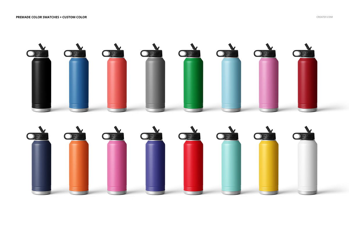 P. Coated 40 oz. Water Bottle Mockup, a Product Mockup by creatsy5 (Photo 4 of 13)