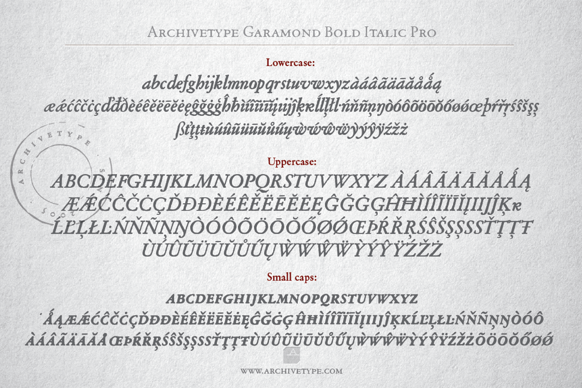 Archive Garamond Pro Family of 4, a Font by Archive Type Fonts (Photo 13 of 14)