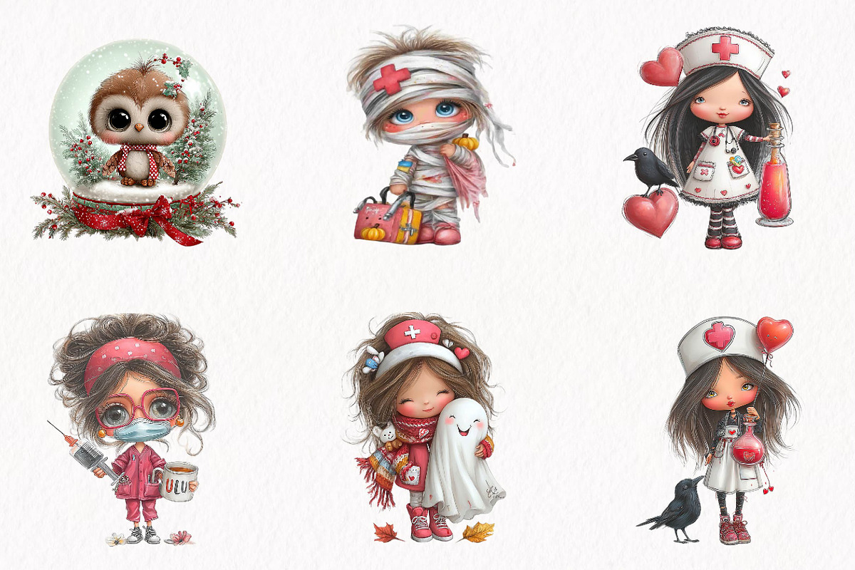 Quirky Halloween Nurse Clipart, a Seasonal Illustration by fashionaddict (Photo 2 of 7)