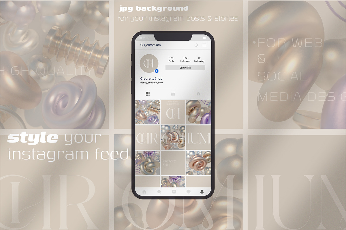 CHROMIUM - 3D Shapes Backgrounds, a Background Graphic by SCHÉRI (Photo 8 of 16)