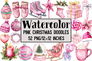 Pink Christmas Doodles, an Illustration by Design Market