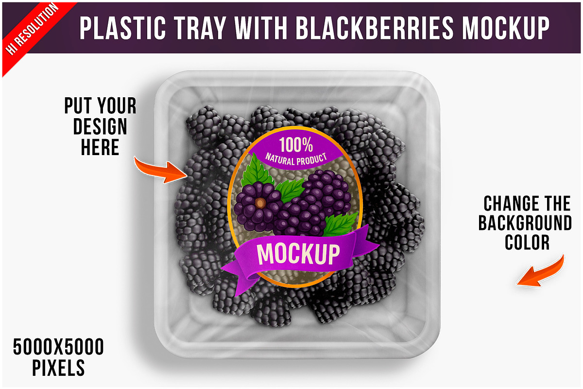 Plastic Blackberries Mockup PSD, a Packaging Mockup by Bruno's Shop (Photo 1 of 4)