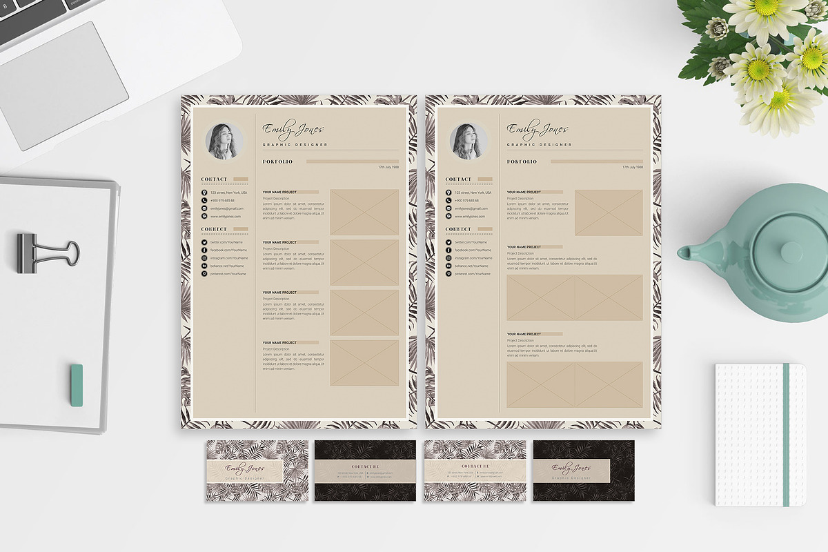 CV-Resume/Portfolio/Card Template *C, a Resume Template by Showy68 Template