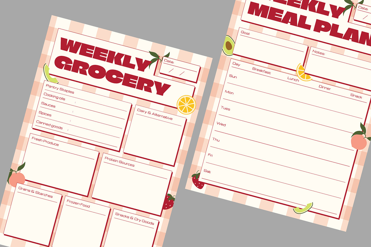 Retro Theme Meal Plan, a Stationery Template by Neermana (Photo 4 of 4)