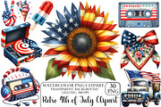 Watercolor Retro 4th of July Clipart, an Illustration by DreamPrint404 (Thumbnail 1 of 3)